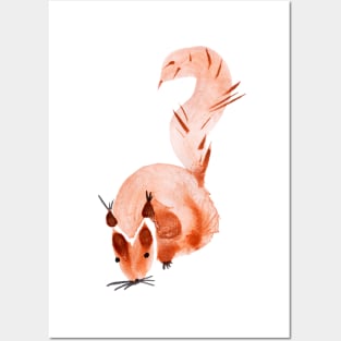 Watercolor squirrel Posters and Art